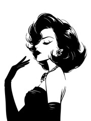 Elegant Woman Silhouette with Long Gloves