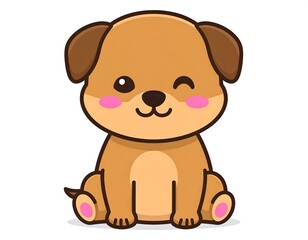 Cute cartoon dog sitting, winking