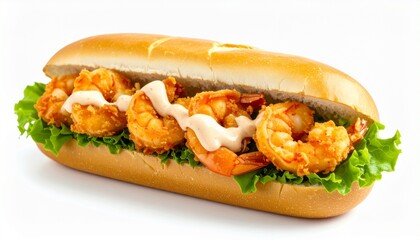 Delicious Shrimp Po Boy Sandwich Isolated