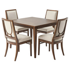 Dark Wood Dining Set with Upholstered Chairs