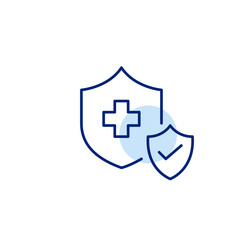 Obraz premium Verified medical care, trusted health services, secure treatment. Healthcare insurance. Pixel perfect, editable stroke vector icon