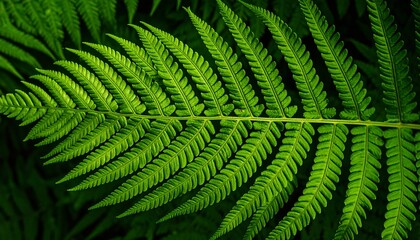 Close-up of vibrant fern frond