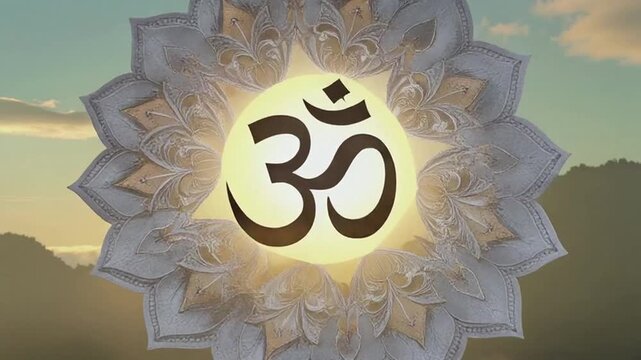 Spiritual Om Symbol on a Mandala Background