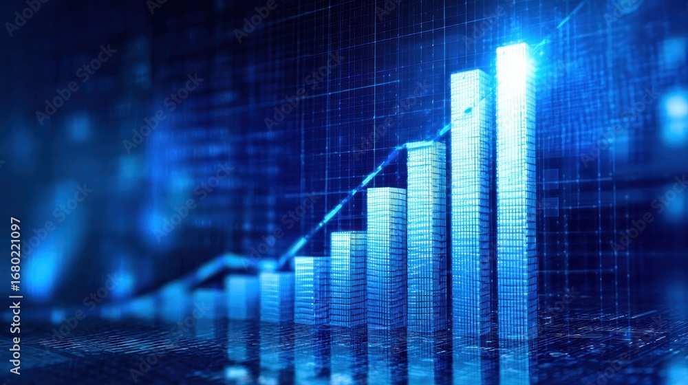 Aufkleber digital graph of financial data that goes up
