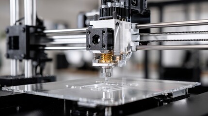 Fototapeta premium Precision in Motion: Close-Up of 3D Printer Extrusion Process