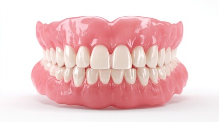 Obraz premium Close-up of a complete set of dentures, perfectly aligned and ready for use