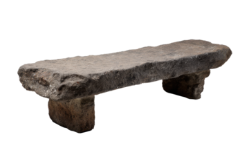 Rustic Stone Bench Isolated on Transparent Background