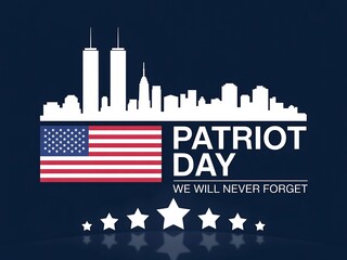 Obraz premium Remembering patriot day with the twin towers and american flag we will never forget