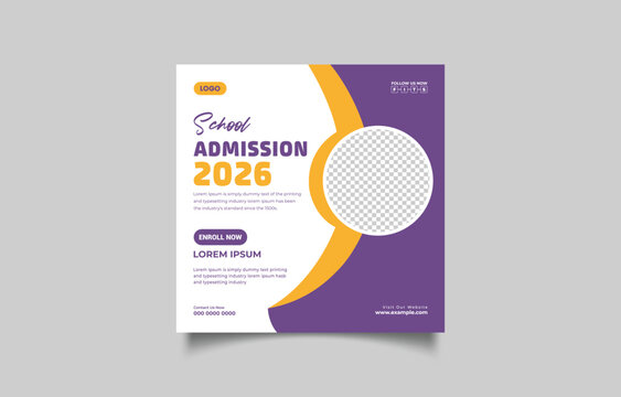 School Admission Open for 2026 Banner Template Design for Educational Institutions and Online Marketing Campaigns
