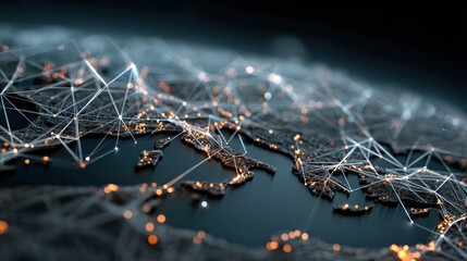 Networked World: A glowing depiction of the world, adorned with a network of interconnected points, signifying the digital age and global connections. Generative Ai