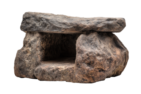 Ancient Stone Chamber Isolated on Transparent Background