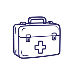 Obraz premium Simple hand drawn illustration of a first aid kit medicine chest on white background