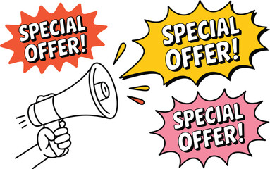 Special Offer Megaphone Announcement promotion sale