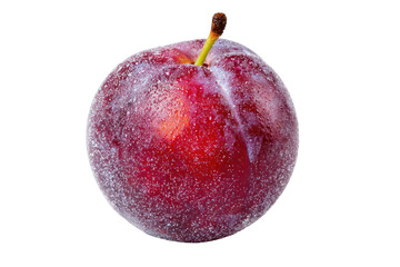 Single Frosted Red Plum on Transparent Background
