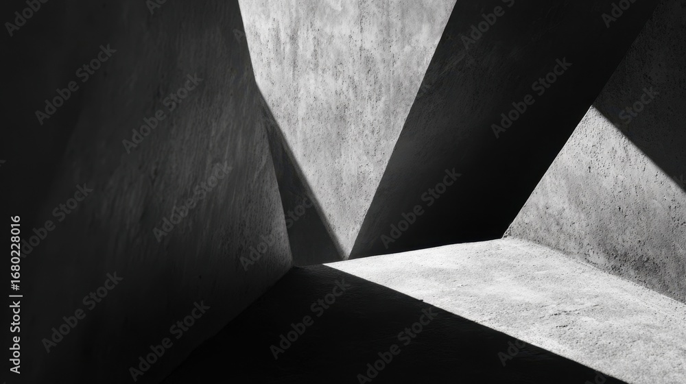 Aufkleber medium frame of a geometric sculpture sharply divided by sunlight and shadow creating bold abstract 