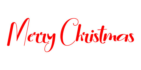 Merry Christmas text, handwritten calligraphy for holiday card, poster, and banner isolated on white background