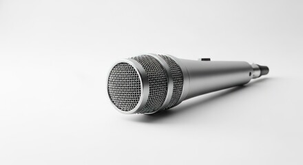Studio Microphone on White Background, Professional Audio Recording Equipment