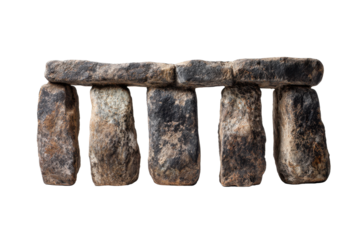 Isolated row of five weathered standing stones with lintel