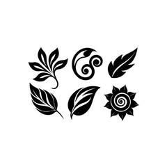 Fototapeta premium Set of Stylized Leaf and Floral Silhouettes Vector Illustration