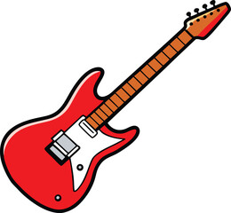 Obraz premium Red Electric Guitar Shining on Transparent Background