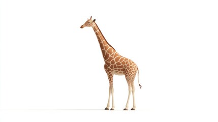 Obraz premium A tall and elegant giraffe standing isolated, showcasing its unique pattern and long neck