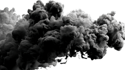 Dense Black Ink Cloud Spreading Through Clear Water, cut out transparent