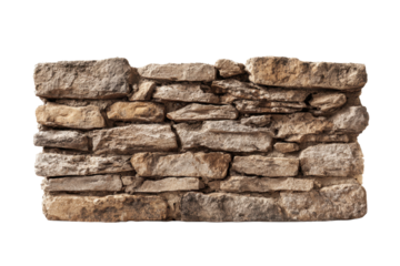 Rustic Stone Wall Isolated on Transparent Background