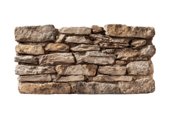 Rustic Stone Wall Isolated on Transparent Background