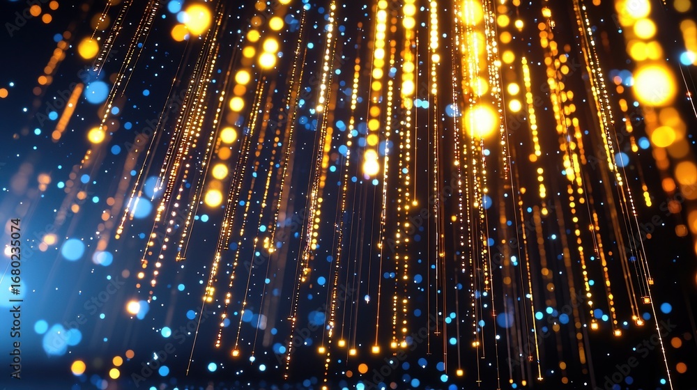 Poster abstract golden and blue particle background with bokeh effect description abstract background with 