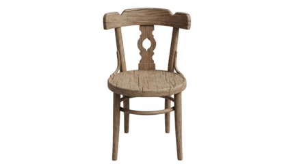 Vintage wooden chair isolated on transparent background for home decor