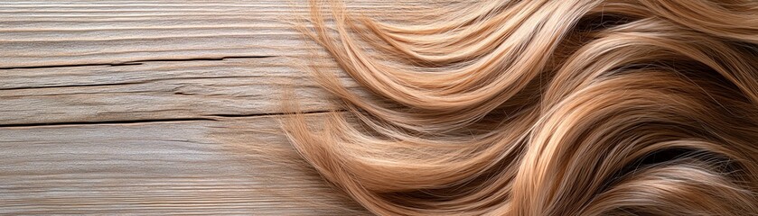Fototapeta premium Afrotextured extensions, auburn, placed neatly on a rustic wooden platform