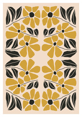 Minimalist poster with abstract art botanical composition in trendy contemporary collage style