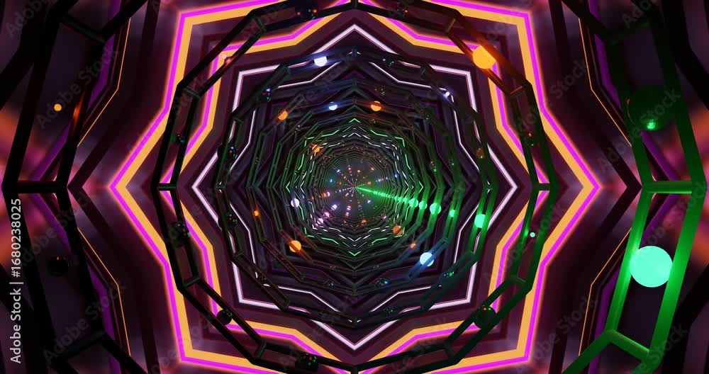 Aufkleber engaging geometric shapes and vibrant colors swirl and rotate to create a captivating visual experie