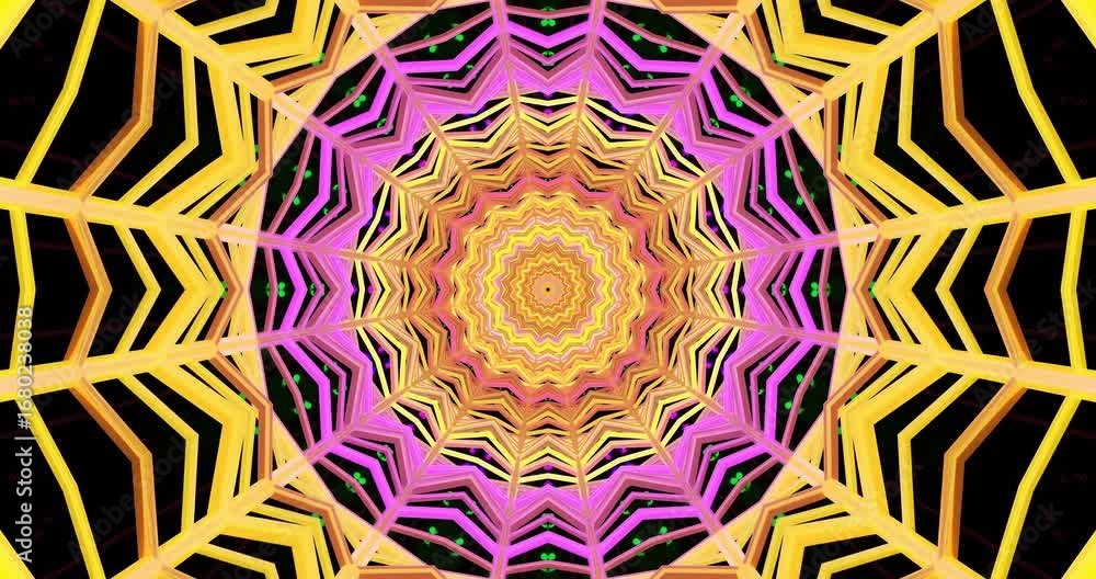 Aufkleber colorful geometric shapes radiate in a captivating kaleidoscopic pattern, creating a seamless loop. 
