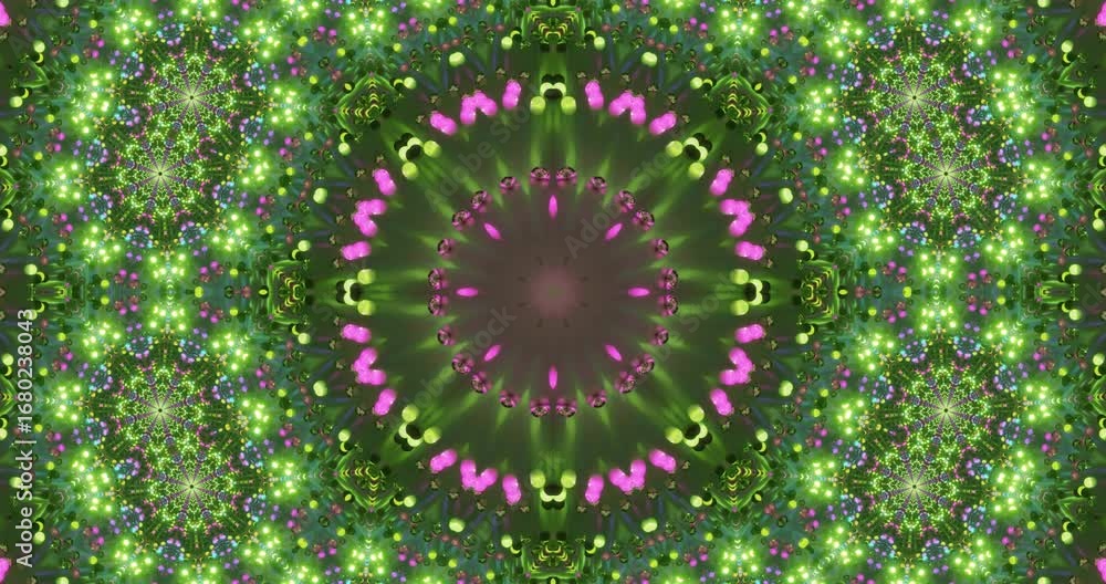 Aufkleber vibrant pink and green patterns form a mesmerizing kaleidoscopic design that seamlessly loops, creat