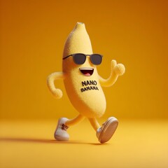 Google Nano Banana Mascot with Sunglasses and Sneakers