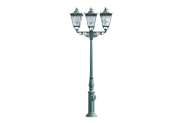 Vintage Triple-Lantern Street Lamp Post