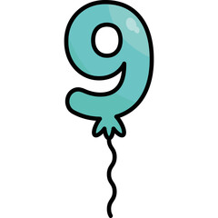 Birthday Party Number 9 Vector