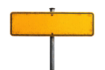 Blank Yellow Street Sign on Pole ? Vintage Grunge Look