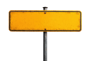 Blank Yellow Street Sign on Pole ? Vintage Grunge Look