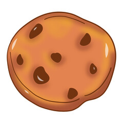 Chocolate Chip Cookie Illustration, Hand Drawn