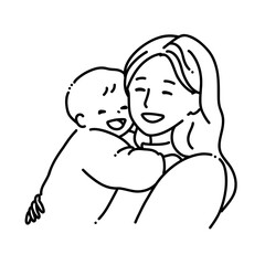 にっこり笑う赤ちゃんとお母さん　塗り無し