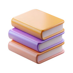 Stack of three soft cover books in pastel colors knowledge education learning library literature transparent background