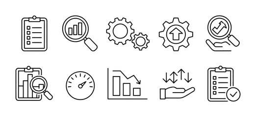Business analytics icons set for data analysis and performance management design needs vector