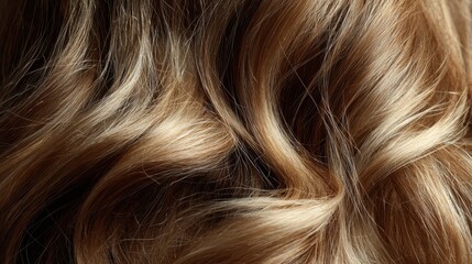 Naklejka premium Close-up of flowing blonde wavy hair texture under soft light