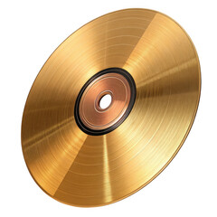 Shiny golden cd or dvd disc reflecting light showing data storage media technology transparent background