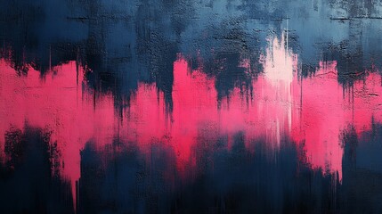 Abstract, dark blue background with blurred pink, dripping lines