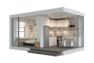 Obraz na płótnie Canvas Modern Studio Apartment Interior on Transparent Background