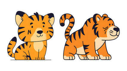 tiger set with transparent background