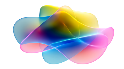 Abstract Swirling Forms with Translucent Layers and Gradient Colors, cut out transparent